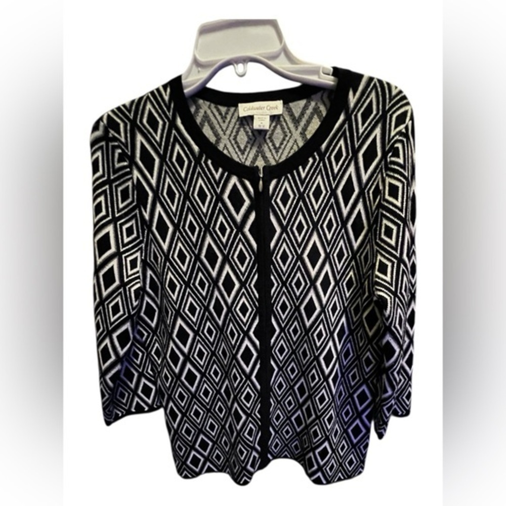 Coldwater Creek Monochrome Geometric Cardigan